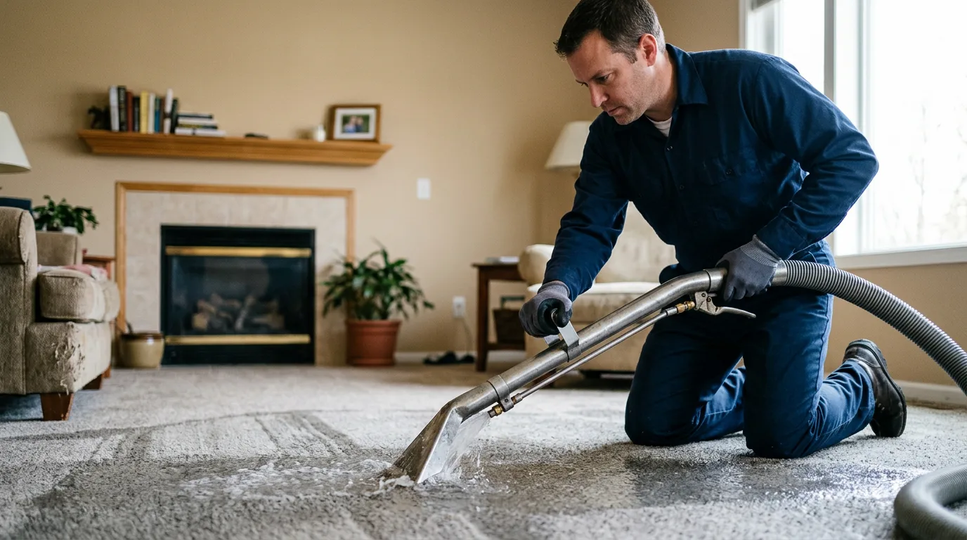 Water damage restoration technician working near Etna, NY